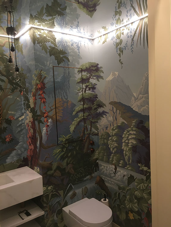 De Gournay L’Eden, London, Eden colourway scenic paper, hand painted, wallpaper, Papiers Peints Panoramique