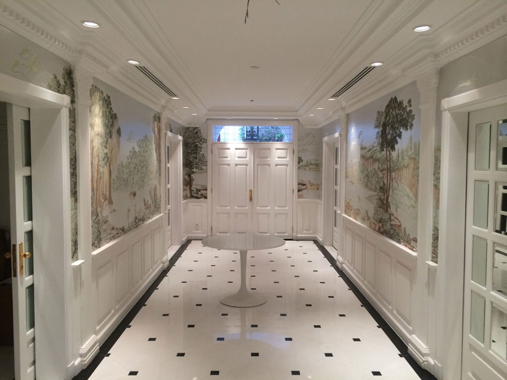 de Gournay North American River Views, Riyadh, gilded, hand painted wallpaper, scenic collection paper, panoramic