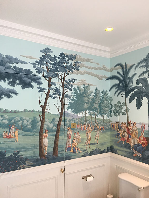 de Gournay La Sauvages de la Mer Pacifique, Andorra, scenic collection, Papiers Peints Panoramique, block-printed panoramic wallpapers, hand painted